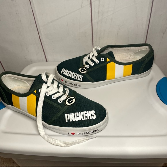 Green Bay Packers Shoes Bradford Exchange Womens Size 8 NFL Licensed Sneakers - Picture 4 of 12
